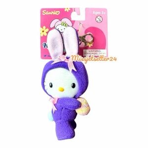 Rare Hello Kitty Purple Bunny Rabbit Plush Keychain Nakajima Sanrio 2003 NEW